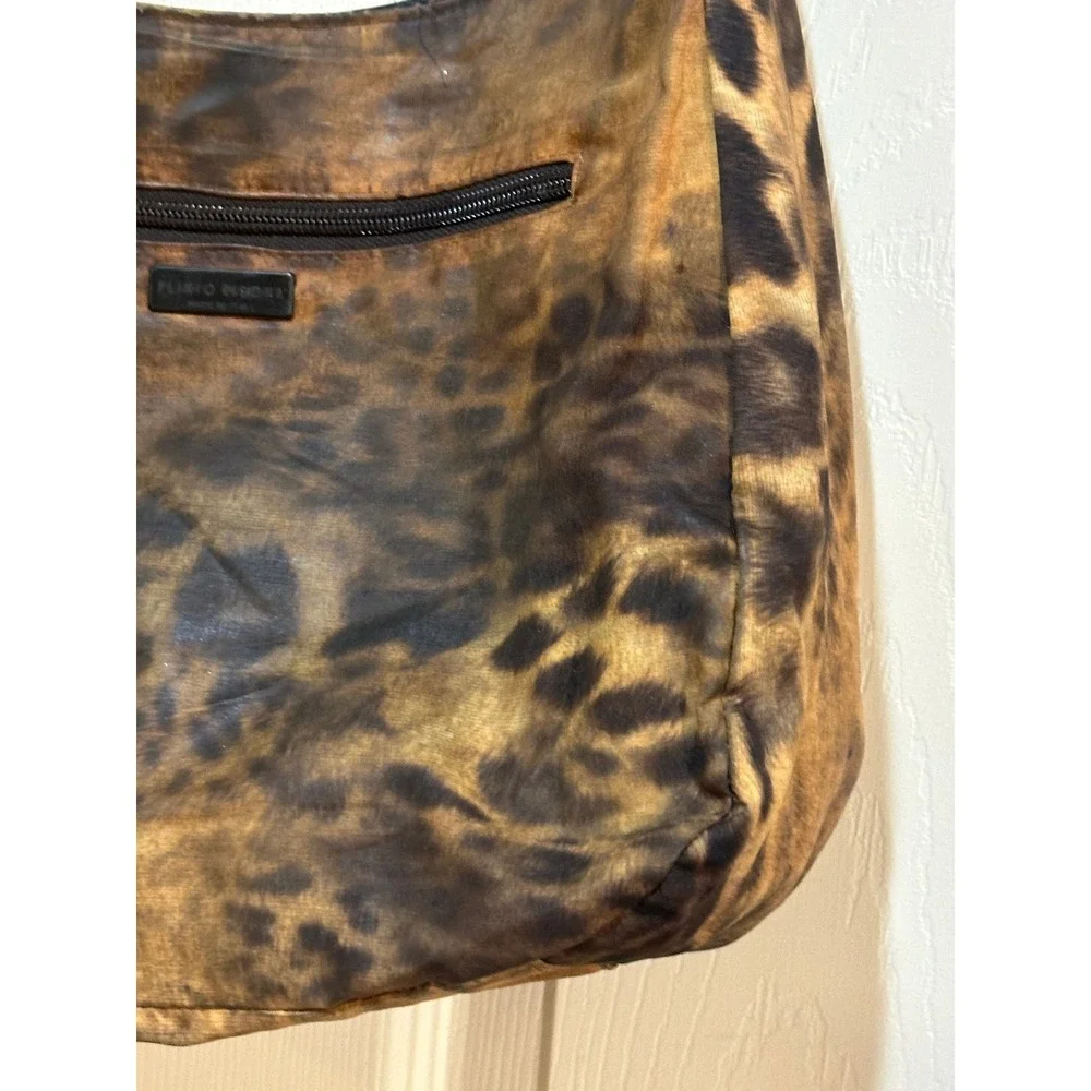 Plinio Visona Leopard‎ Print Hobo Bag Brown Tan Made in Italy Shoulder Bag 11x11